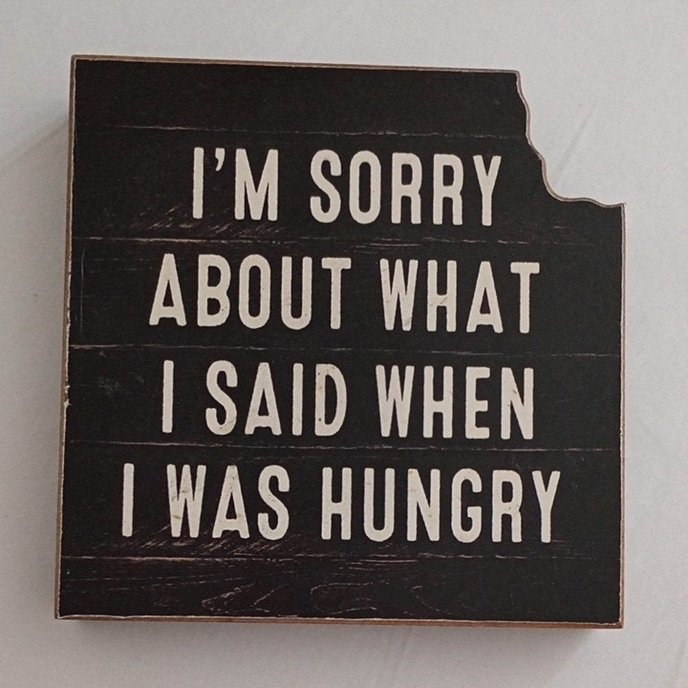 NWT Black & off-White Quote Sign 8X8 Wood (Hang/Stand) Farmhouse Kitchen Funny